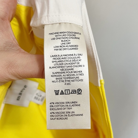 Anthropologie Maeve Surf City Linen Blend Embellished Shorts Yellow Size 6 - Picture 12 of 12